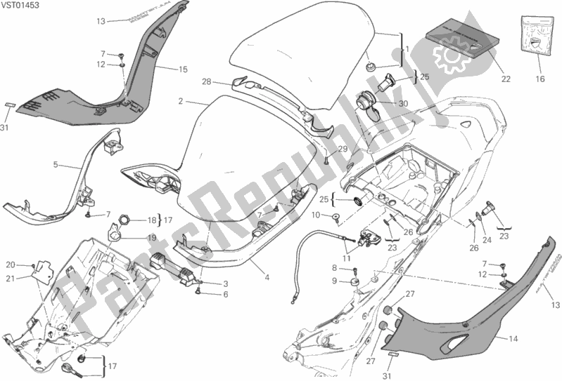 All parts for the Seat of the Ducati Multistrada 1200 S Touring 2016